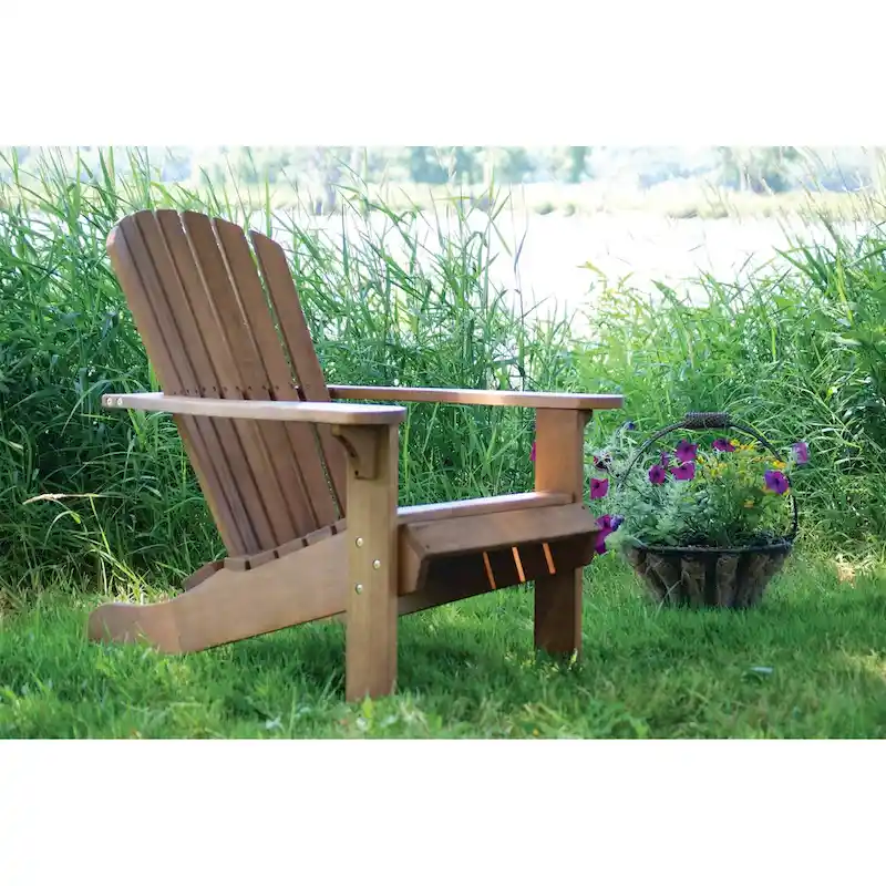 Eucalyptus Adirondack Chair with Built-in Ottoman