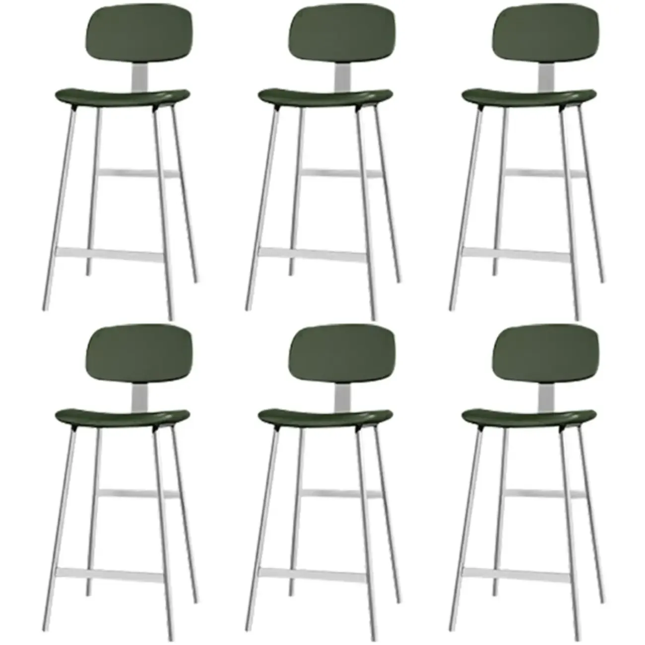 Industrial Faux Leather Metal Frame Bar Stools with Backs