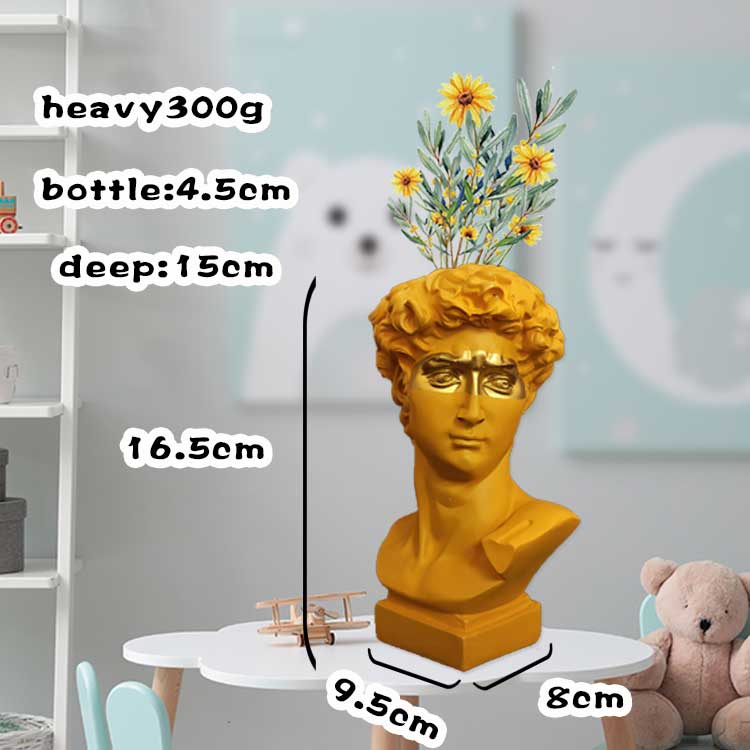 HULIANFU W&G Nordic Vase Home Decor Vase Creative Human Head Portrait Flower Vases Room Decoration Resin David Flower Vase Room Decor - Deanwangkt