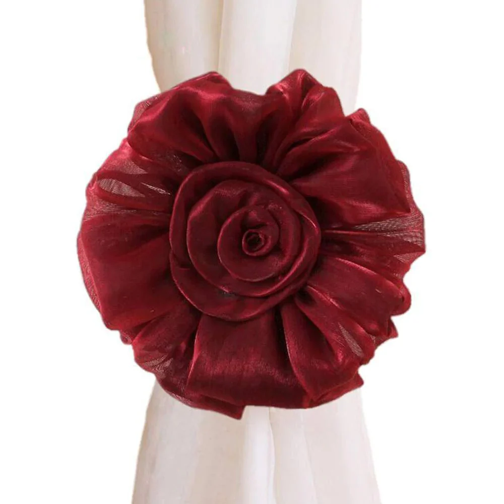 HULIANFU Modern Room Buckle Holder Magnetic Curtain Tieback Flower Strap Window Flower Curtain Tieback Clip-on Rose Tie Holder Decor - Deanwangkt