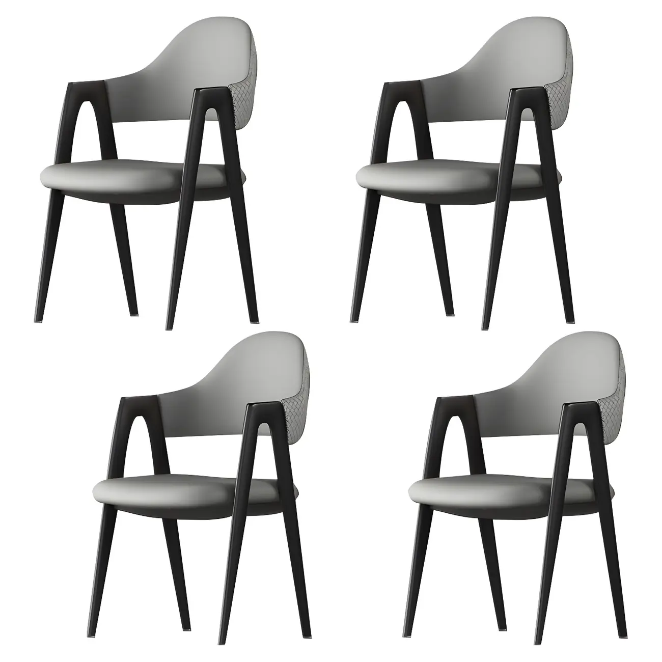 Modern Leather Curved Open Back Arm Dining Chair