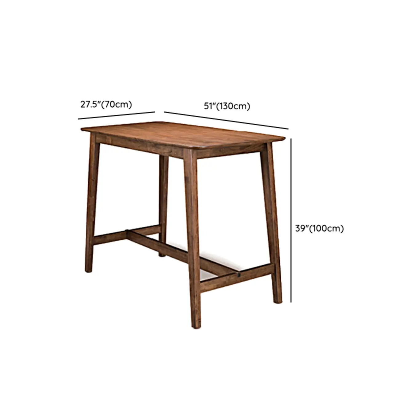 Scandinavian Brown Wooden Rubberwood Footrest Bar Tables