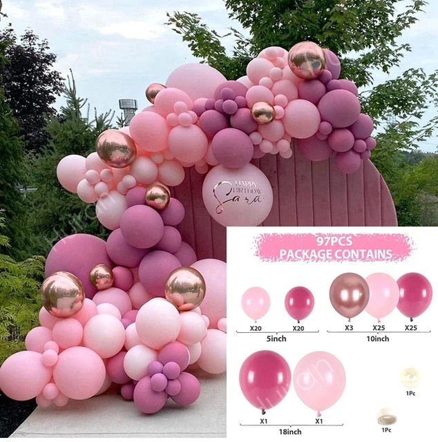 HULIANFU Macaron Pink Balloon Garland Arch Kit Wedding Birthday Party Decoration Kids Globos Rose Gold Confetti Latex Ballon Baby Shower - Deanwangkt
