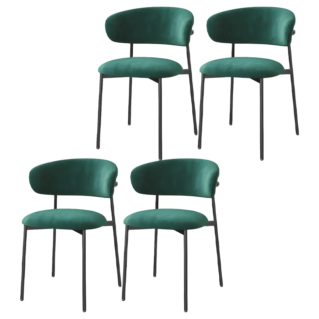 Scandinavian Velvet Upholstered Dining Room Chairs Set of 4