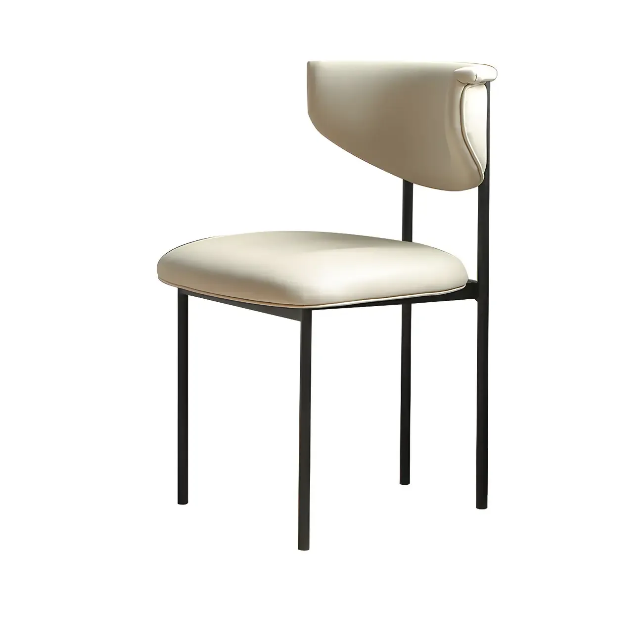 Upholstered Metal Legs Open Back Dining Chair