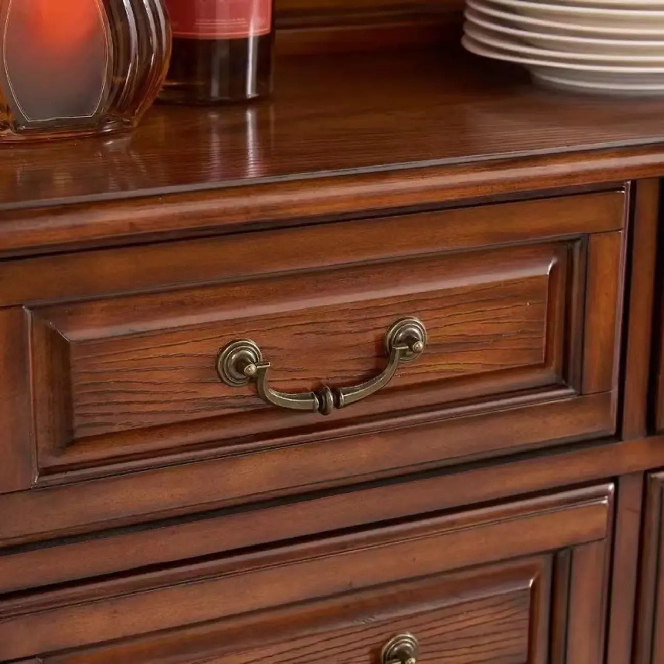 Mid-Century Modern Wood Bar Cabinet with Wine Rack