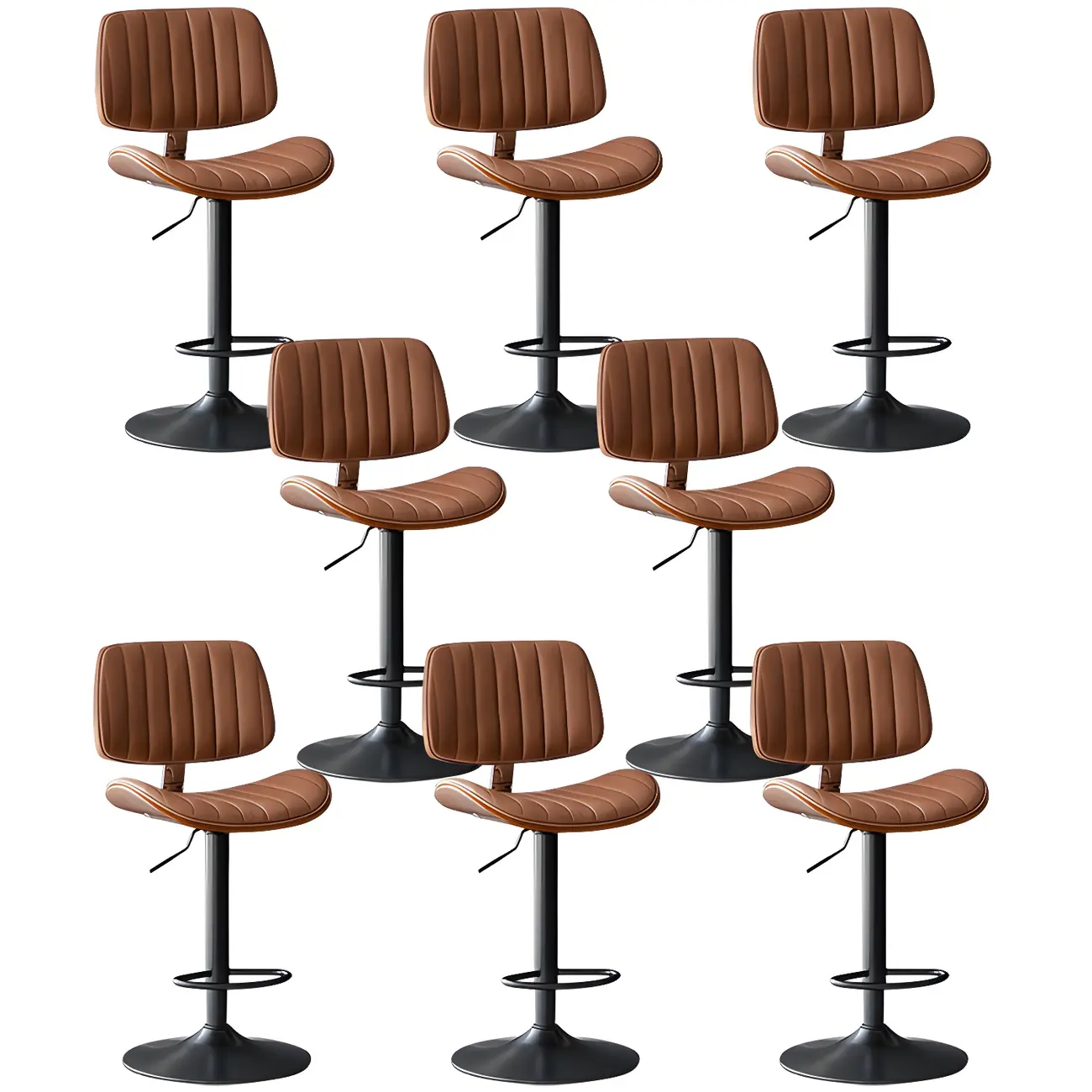 Modern Faux Leather Adjustable Swivel Bar Stools