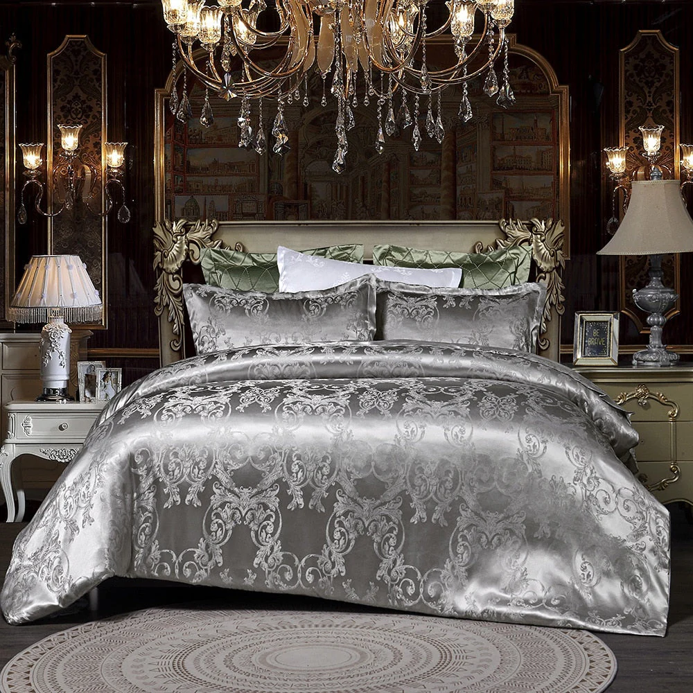 HULIANFU Luxury Jacquard Bedding Set King Size Duvet Cover Quilt Set Queen Comforter Bed Gold Quilt Cover High Quality For Adults - Deanwangkt