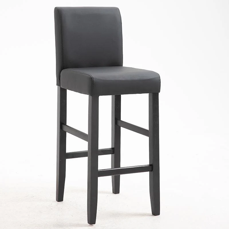 Traditional Wood Leather Upholstered Bar Height Stool