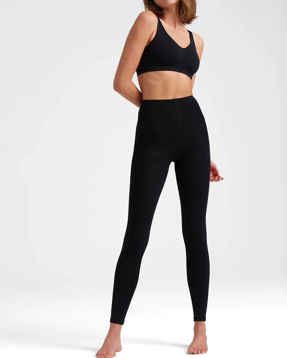 high-density high-stretch 250D wide-waist slimming Barbie pants, magic pants, fitted and versatile outerwear-ready black leggings