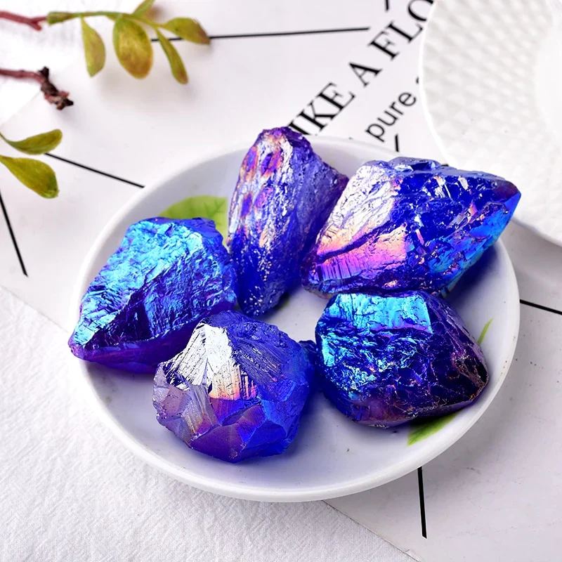 HULIANFU Natural Crystal Raw Healing Stone Electroplate Quartz Specimens Rough Collectibles Raw Gemstone Fish Tank Decoration Energy - Deanwangkt