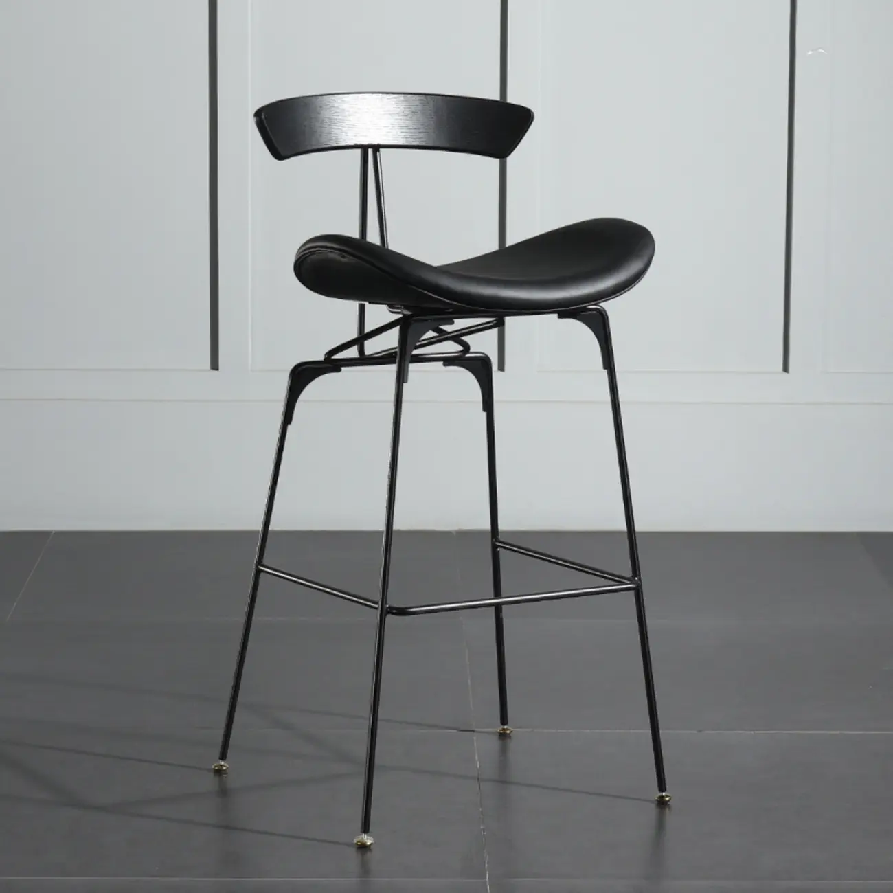 Modern Saddle Genuine Leather Low Back Bar Stool