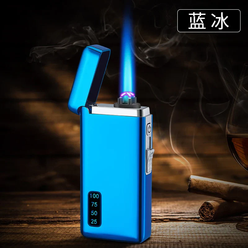 HULIANFU New Windproof Metal Dual Plasma Arc Lighter Jet USB Torch Lighter Gas Electric Butane Chargeable Pipe Cigar Lighter Gadgets - Deanwangkt