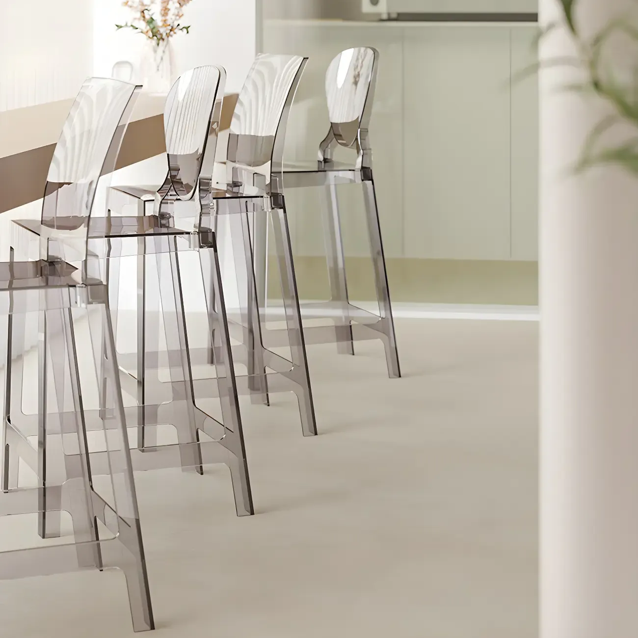 Modern Acrylic Smooth Elegant Circular Backrest Bar Stool