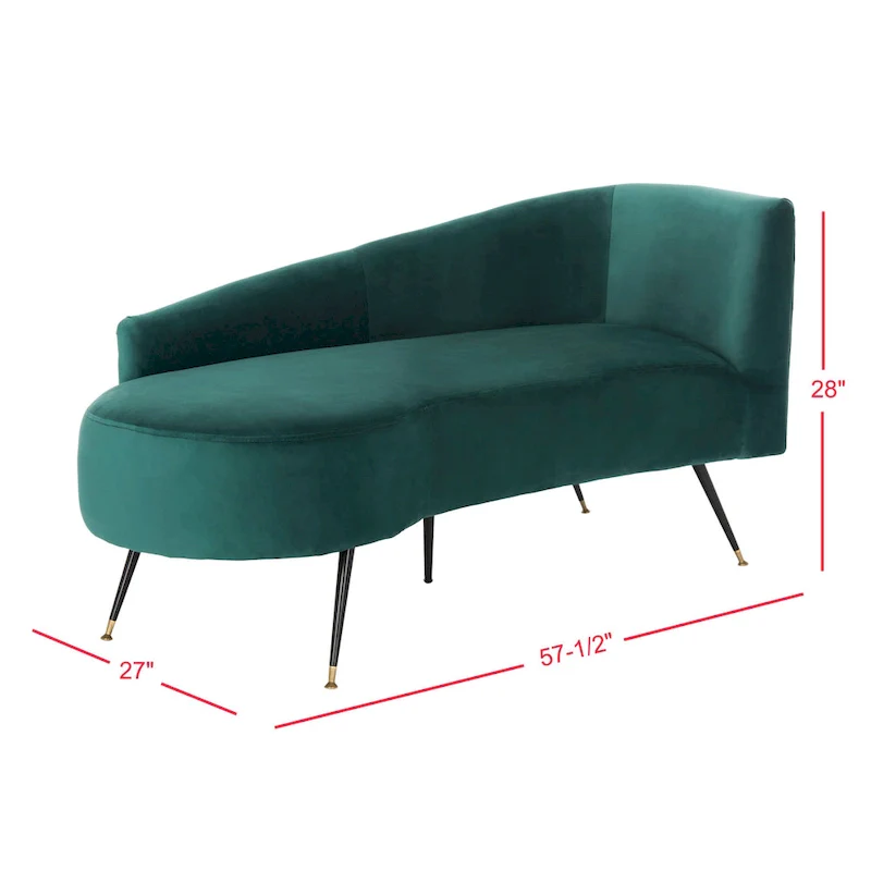 SAFAVIEH Helgrit Black/Gold Velvet Retro Glam Settee - 57.5 W x 27 D x 28 H - 58Wx27Dx28H