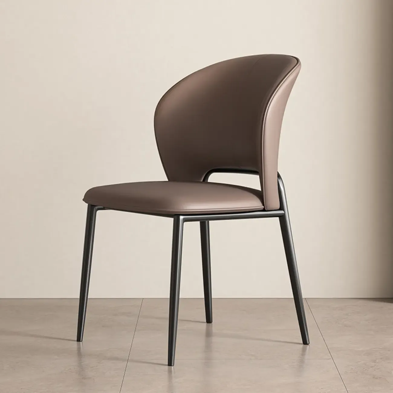 Modern Faux Leather Curved Low Back Dining Chair