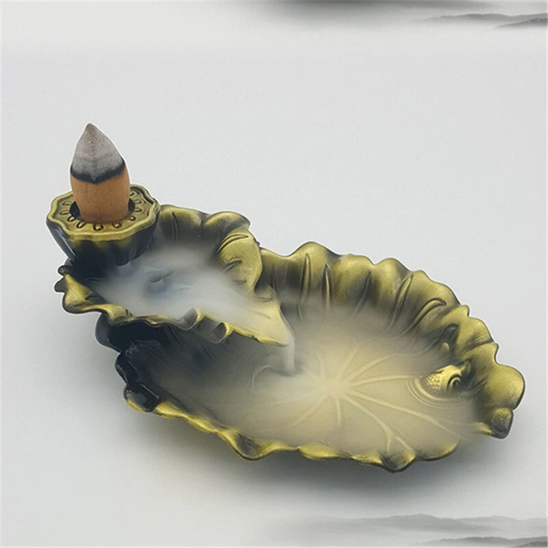HULIANFU Leaf Tower Incense Ceramic Burner Fragrance Holder Backflow Censer Creative Aromatherapy Smoke Reflux Incense Stick Incense - Deanwangkt