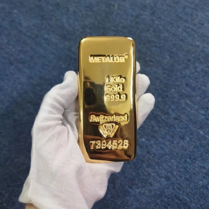 HULIANFU Suisse 1kg Gold Bullion Bar Swiss 1000g Pure Copper Inside 999 Fine Gold Plated Gold Bar Ingot Coins For Home Deco Movie Prop - Deanwangkt