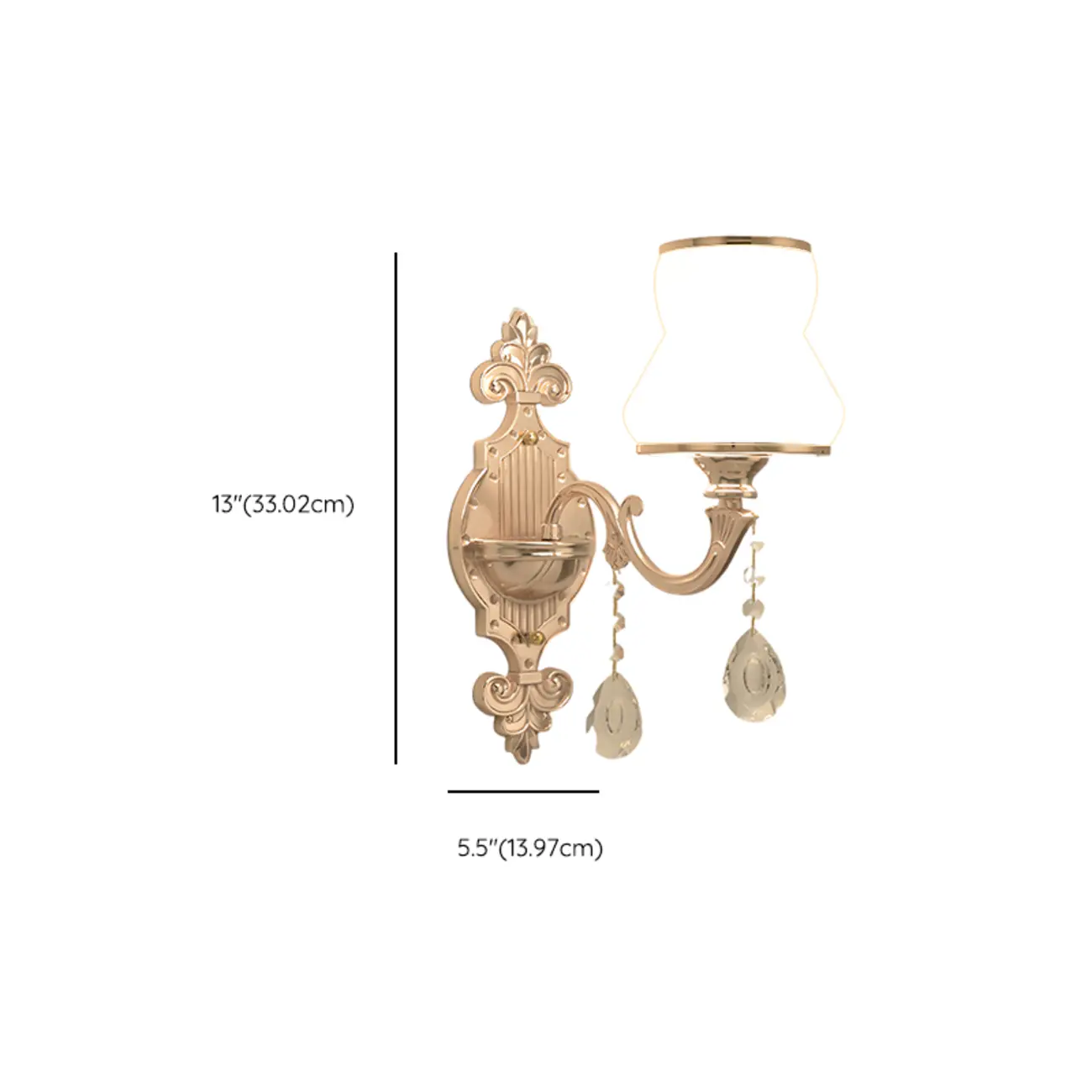 Mini Antique Gold Wall Sconce with Geometric Crystal Shade