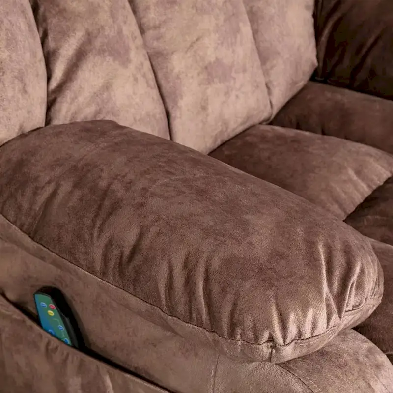 Soft Fabric Overstuff Manual Recliner with Massager and Heat