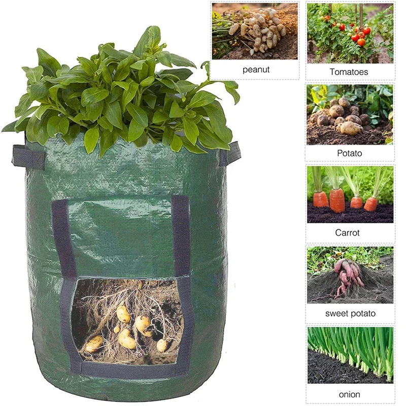 HULIANFU PE Potato Grow Bags Indoors Tomatoes Carrots Grow Pot Planting Vegetable Pots Garden Living Bag Outdoor Garden Pot Garden Tool - Deanwangkt