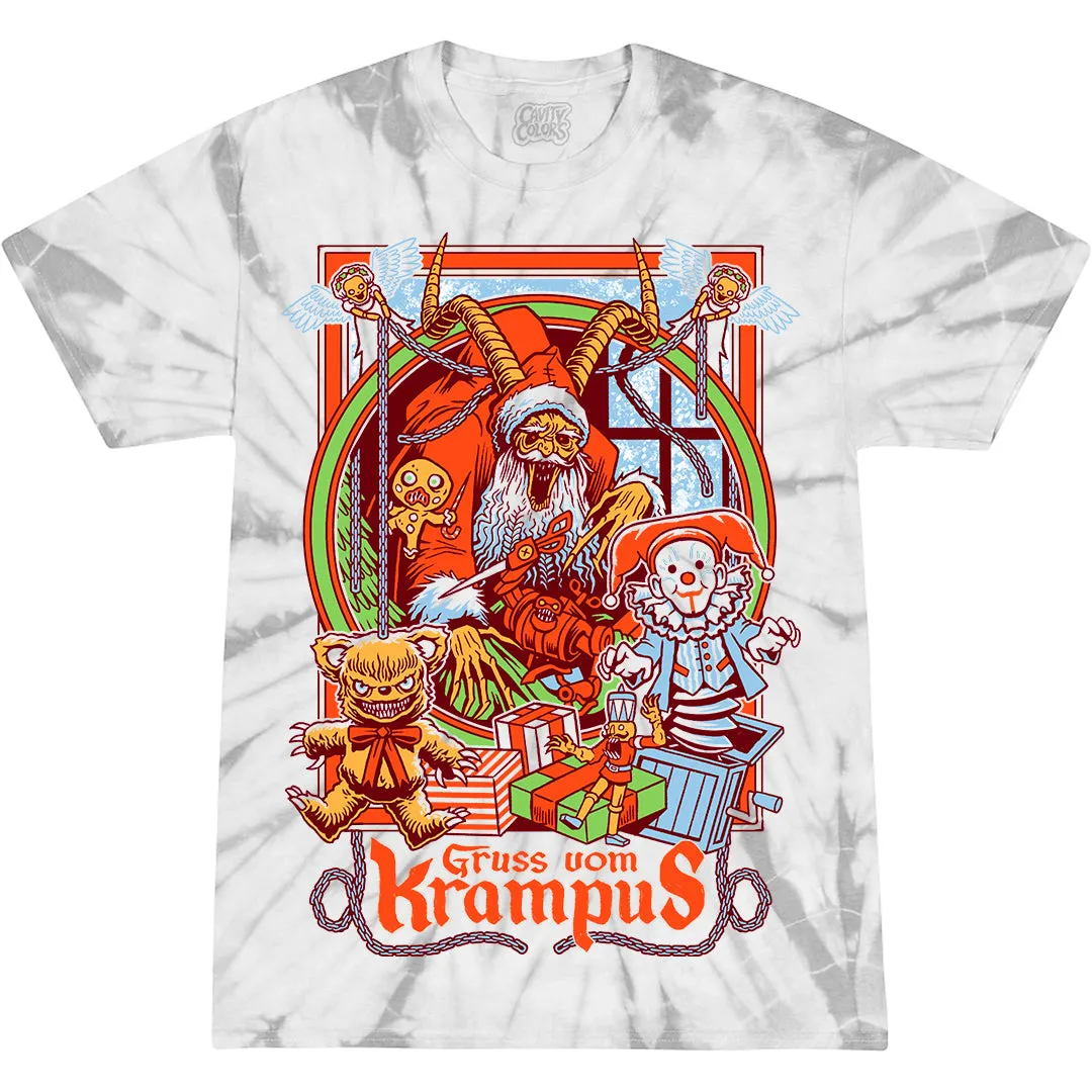 KRAMPUS: CHEERFUL CREEPOUT - T-SHIRT (SNOWGLOBE TIE DYE)