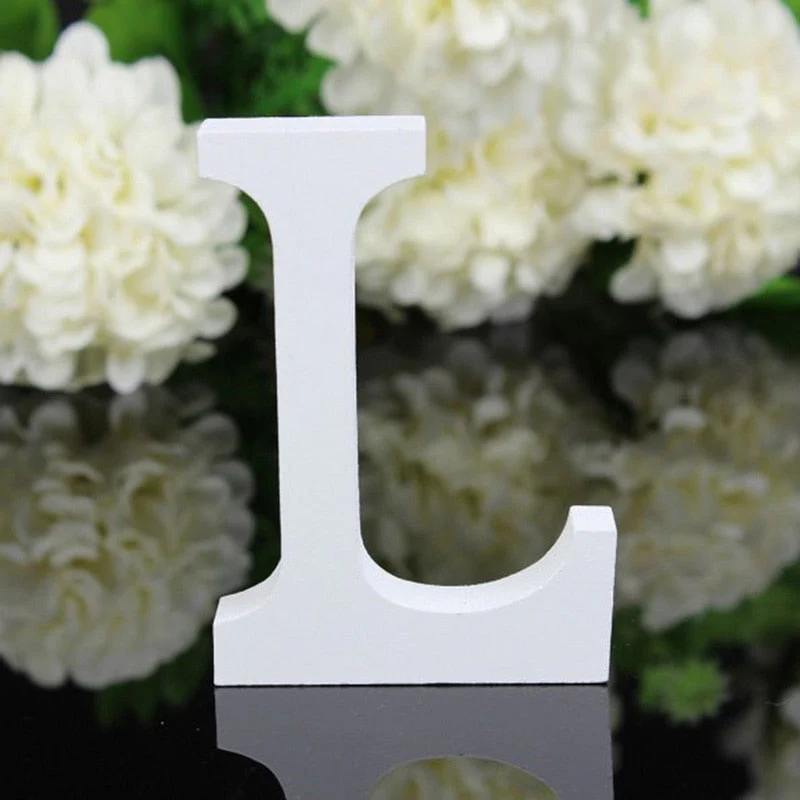 HULIANFU White Wood Letter Alphabet DIY Personalised Name Design Art Crafts Free Standing Xmas Birthday Wedding Party Home Decoration - Deanwangkt