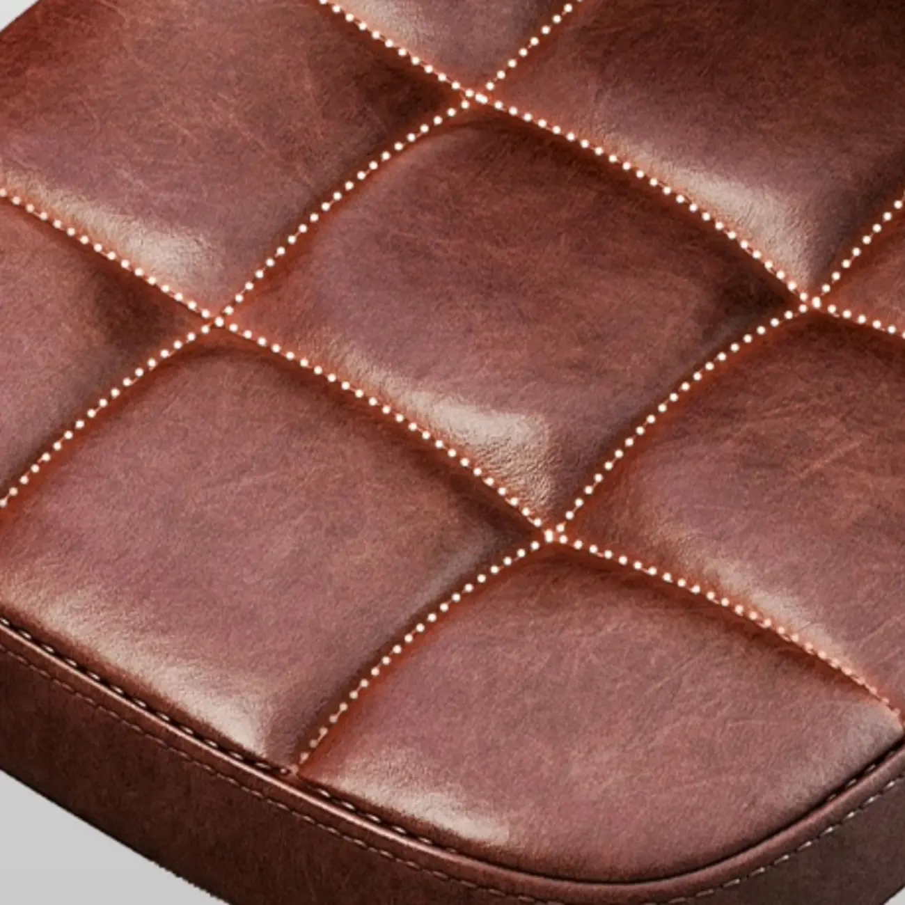 Casual Rawhide Bar Stools in Cognac with Back Quadrilateral Seat and Leg Rest