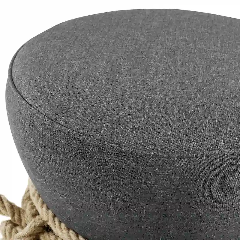 Beat Nautical Rope Upholstered Fabric Ottoman