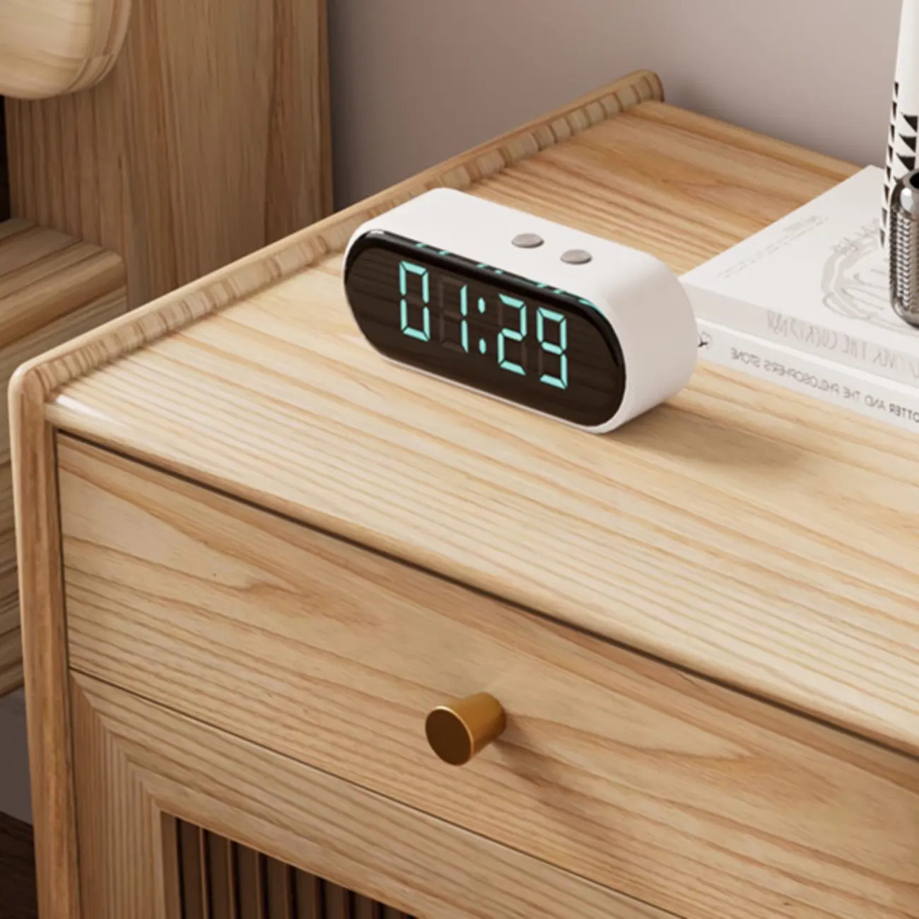 Natural Ash Wooden Drawer Cabinet Nightstand with Legs