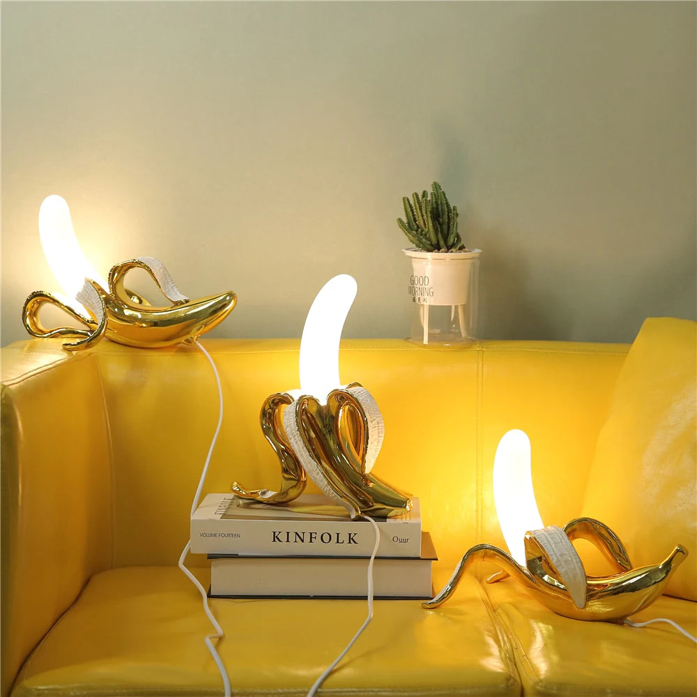 HULIANFU 2026  Table Lamp Italy Banana Desk Lamp Night Lights Led Bedroom Bedside Living Room Glass Modern Home Decor Lighting Fixtures - Deanwangkt