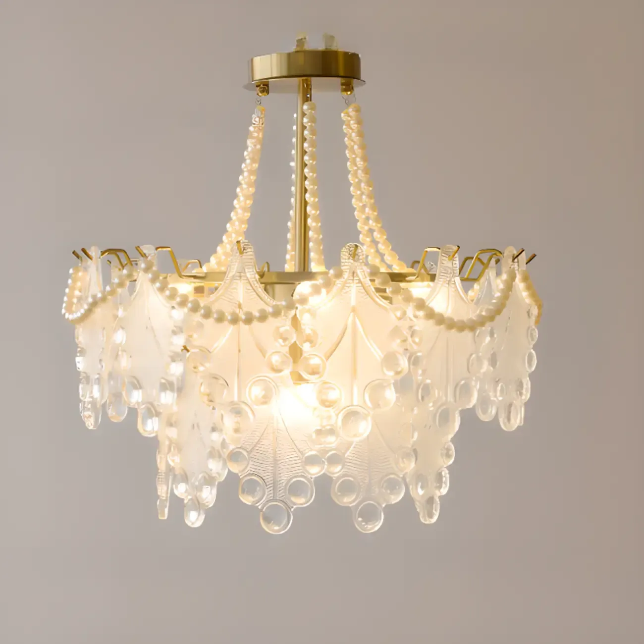 Gold Crystal Beads Chandelier with Elegant Design
