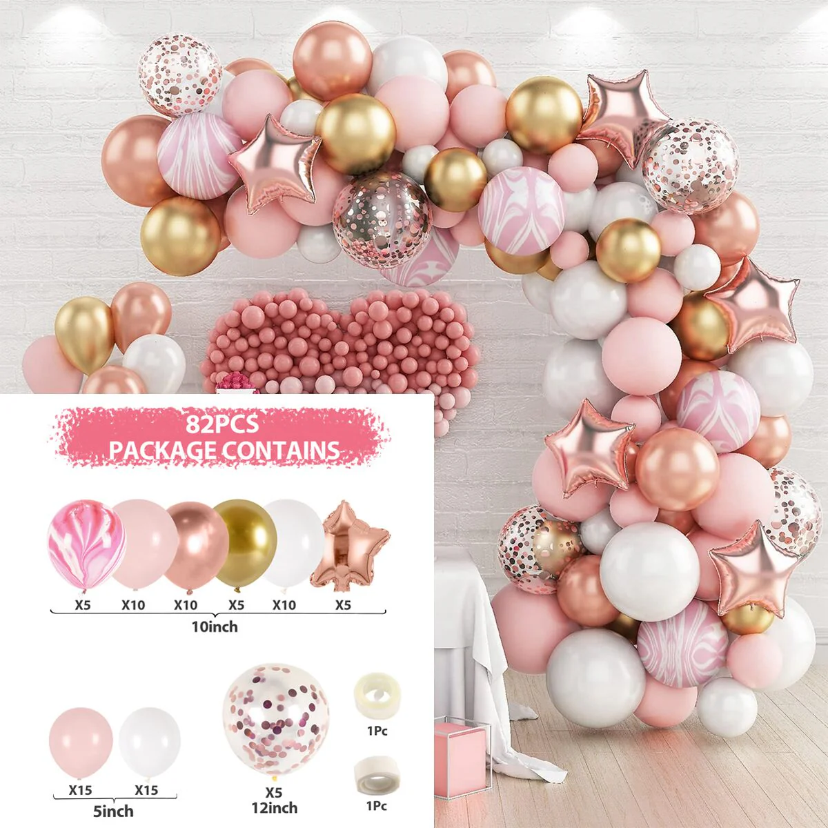 HULIANFU Macaron Pink Balloon Garland Arch Kit Wedding Birthday Party Decoration Kids Globos Rose Gold Confetti Latex Ballon Baby Shower - Deanwangkt