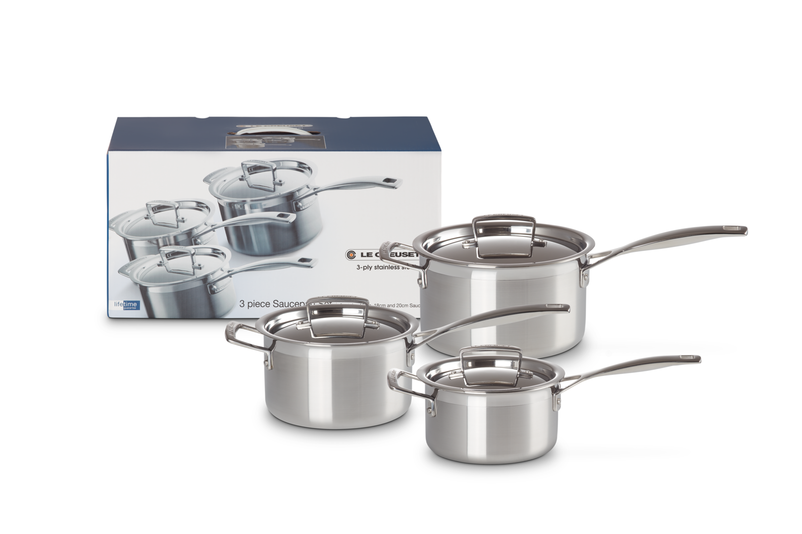 3-ply Stainless Steel 3-piece Saucepan Set
