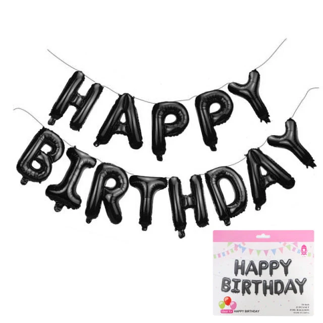 HULIANFU Silver Black Style Foil Letter Number Balloons Baby Shower Helium Ballon Happy Birthday Kids Adult Party Decoration Supplies - Deanwangkt