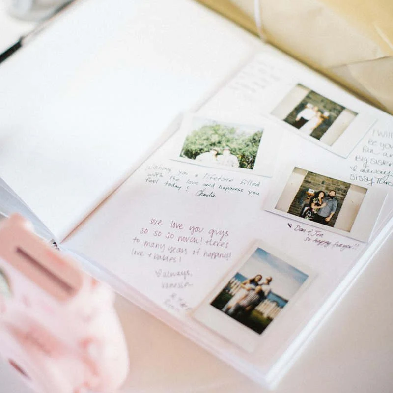HULIANFU Wedding Guest Book Alternative Geometric Gold Wedding Guestbook Burgundy Floral Personalized Wedding Album Wedding Photo Sign - Deanwangkt