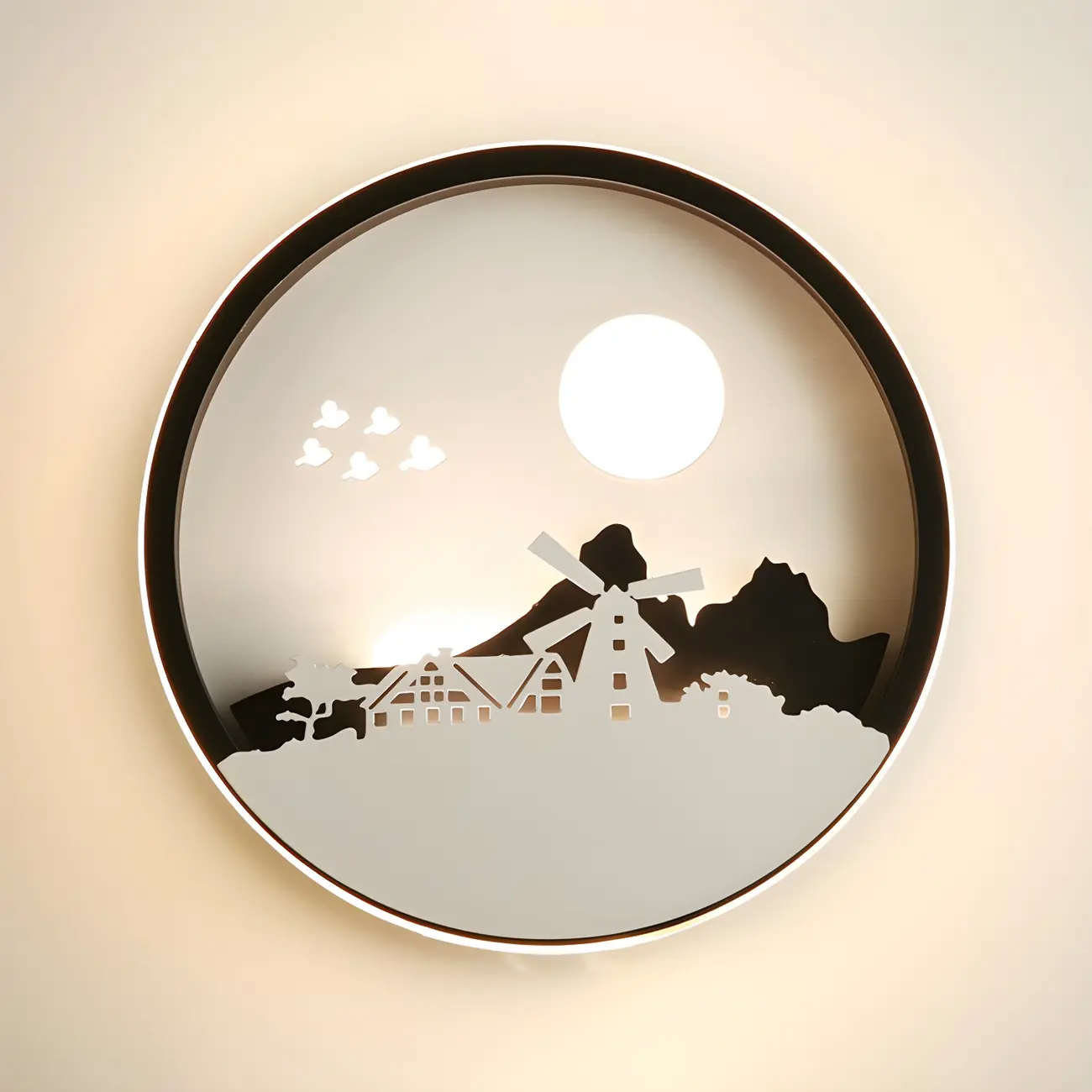Kids Circular LED Wall Sconce with Remote for Bedroom
