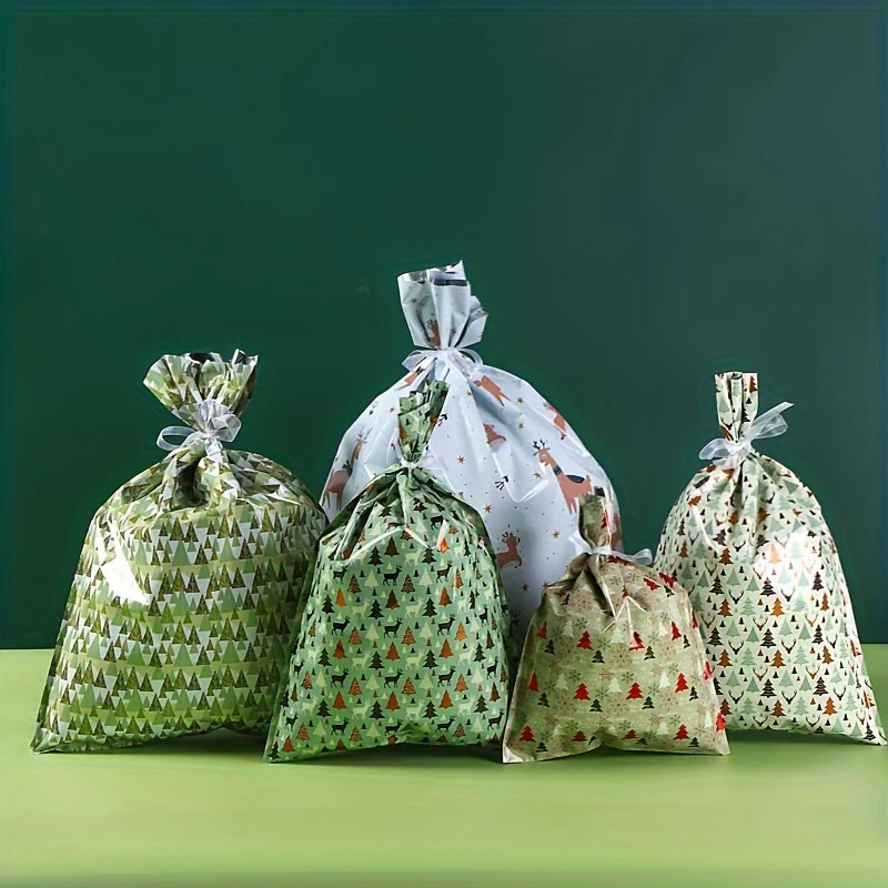 15pcs Christmas Gift Bag Set - Festive & Reusable, Assorted Styles with Drawstring Closure for Holiday Presents - Deanwangkt