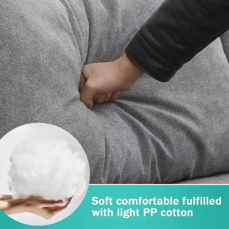 Modern 3-Piece Sectional Sofa, L Shape Upholstered Couch with 3 Pillows