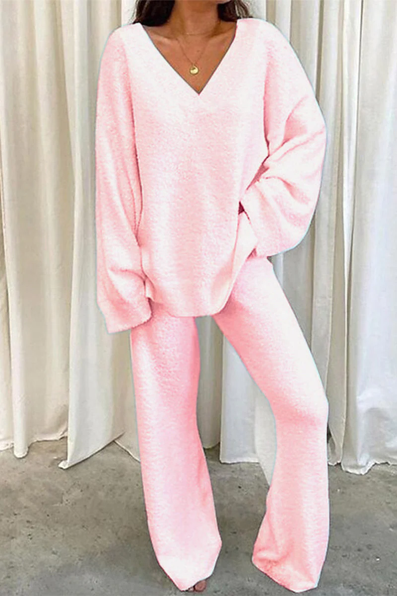 hulianfu Casual Solid Solid Color V Neck Two Pieces(5 Colors) - Deanwangkt