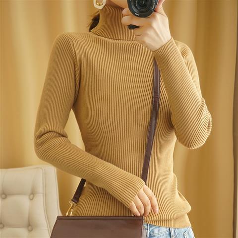 Women's Autumn Winter Turtleneck Pullovers Sweater Woman Primer Shirt Long Sleeve Short Slim-fit tight Jumper Top Solid - Deanwangkt