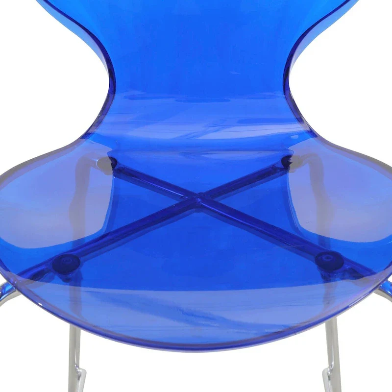 Acrylic Barstool with Steel Frame in Chrome Finish Oyster Series Set of 2