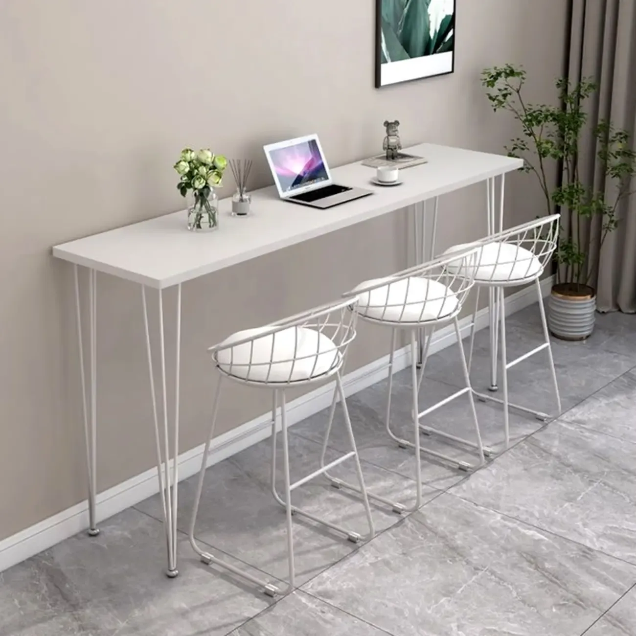 Modern White Wooden Minimalist Design Bar Tables