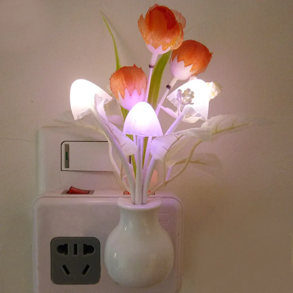 HULIANFU Novelty Night Light US Plug Induction Dream Mushroom Fungus Luminaria Lamp 220V 3 LED Mushroom Lamp led night lights - Deanwangkt