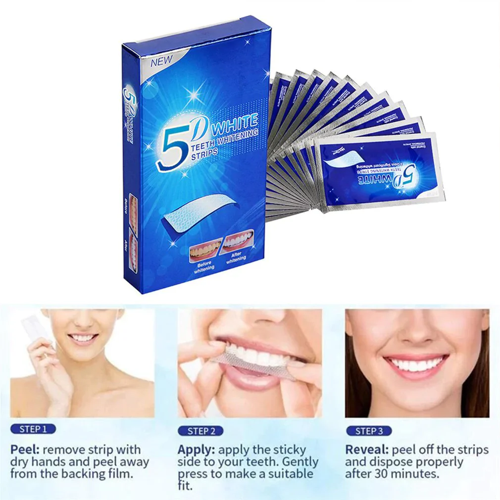 HULIANFU New 5D Gel Teeth Whitening Strips White Tooth Dental kit Oral Hygiene Care Strip for false Teeth Veneers Dentist seks Whiten gel - Deanwangkt