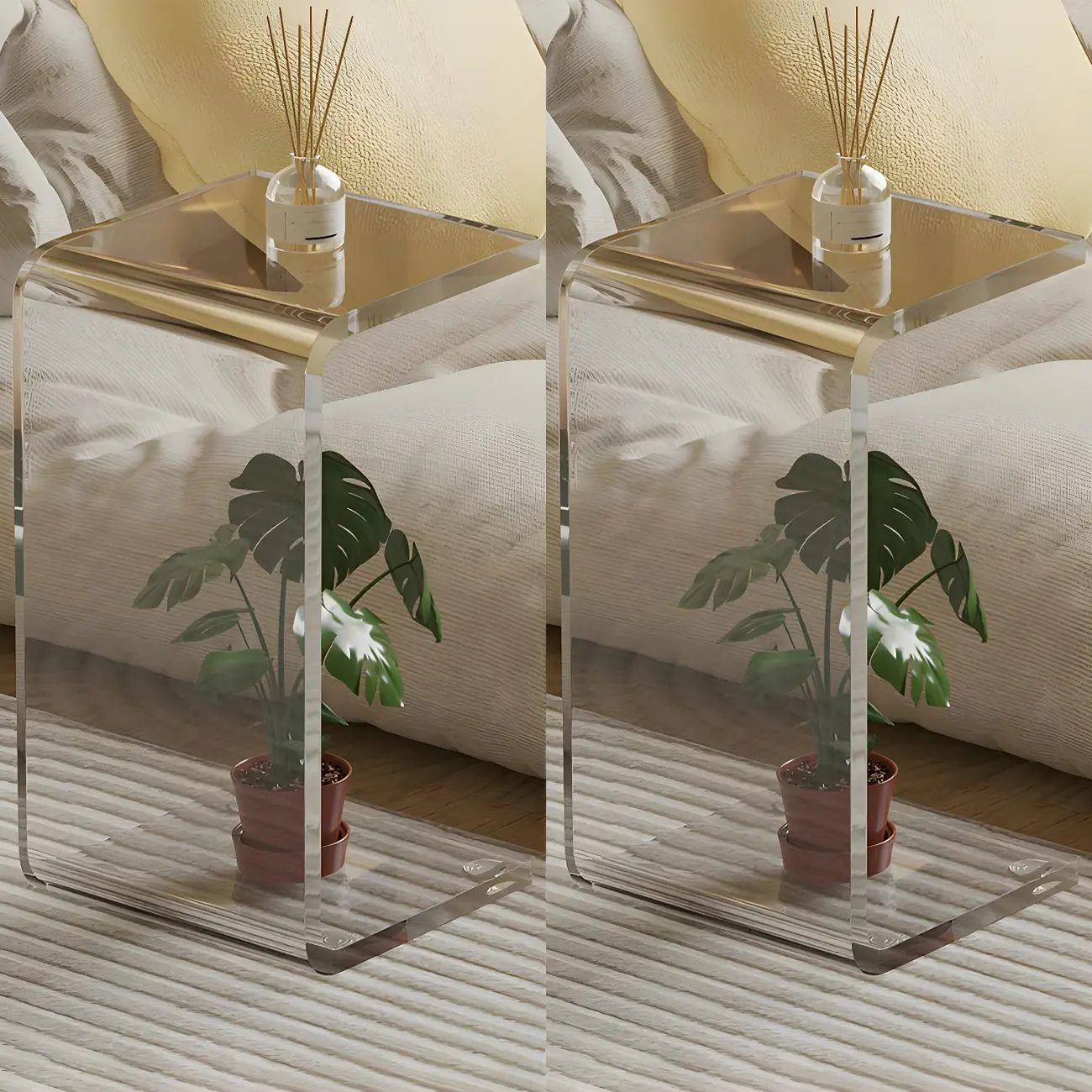 Versatile Acrylic Side Table C-Shaped