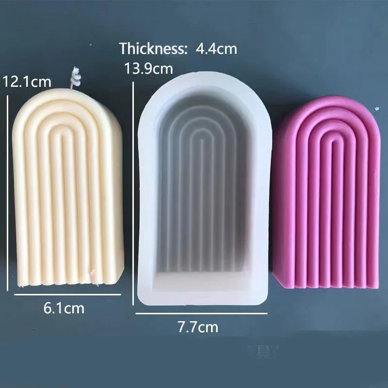 HULIANFU New Art Geometric Rainbow Arch Candle Silicone Mold 3D Handmade Craft Aromatherapy Candle Soy Wax Mould Making Supplies - Deanwangkt