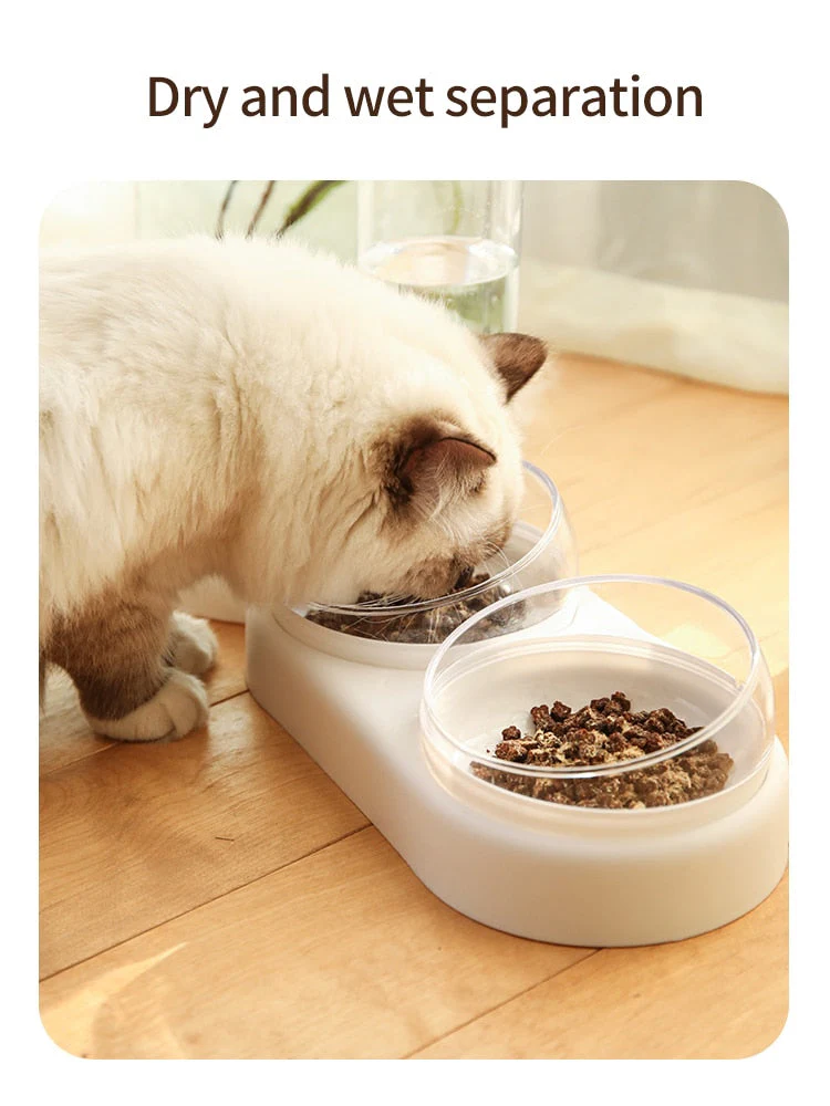 HULIANFU Pet Cat Bowl Automatic Feeder Dog Cat Food Bowl With Water Fountain Double Bowl Drinking Raised Stand Dish Bowls For Cats - Deanwangkt