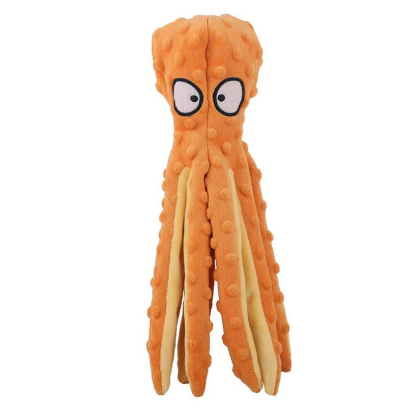 HULIANFU Pet Dog Plush Toy Squeaker Chew Animal Toy Octopus Skin Shell Bite Resistant Plush Toy Funny Durability Molar Toy Pets Supplies - Deanwangkt