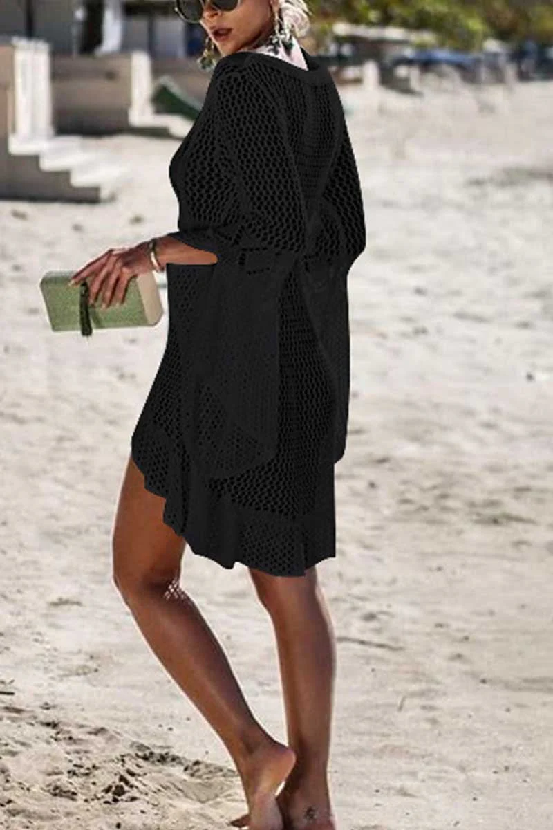 hulianfu Hollow Knitted Beach Cover-up(4 Colors) - Deanwangkt